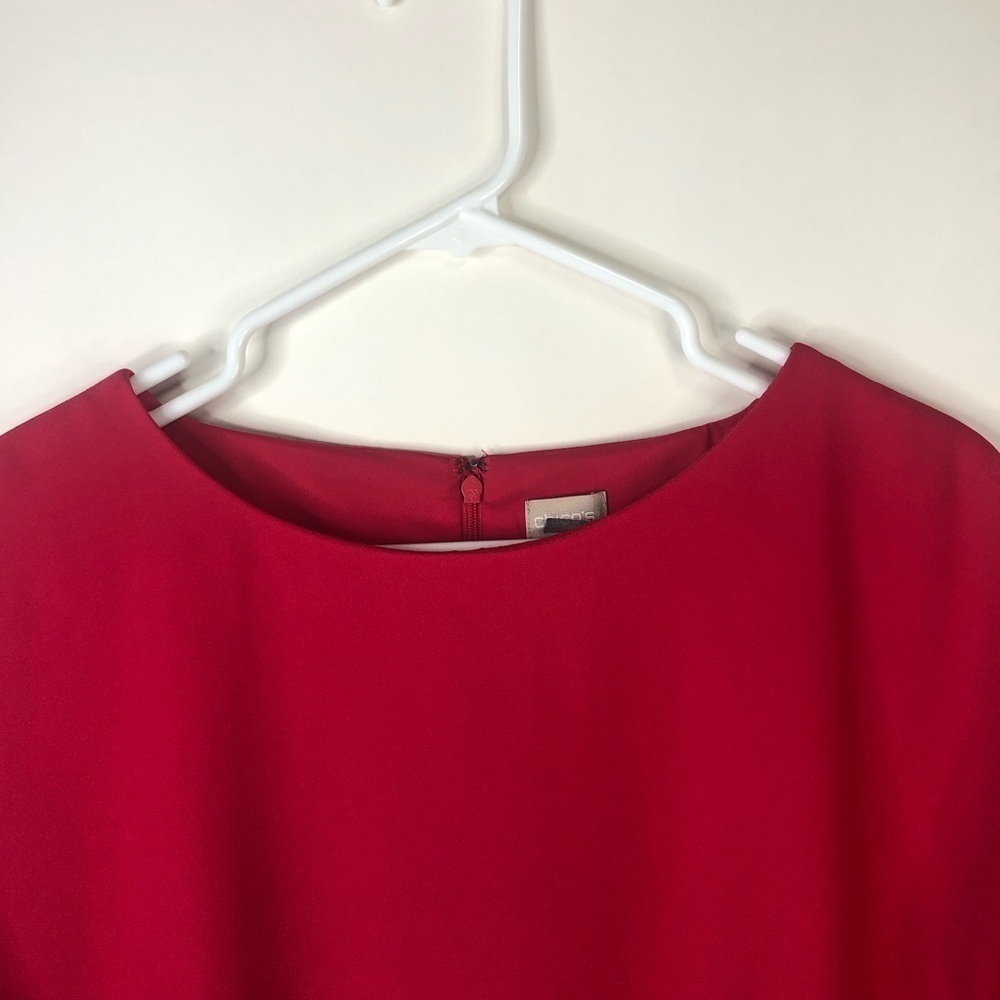 Chico’s red sheath dress short cape sleeve jewel neck 3.5 (US 18) - Picture 4 of 10